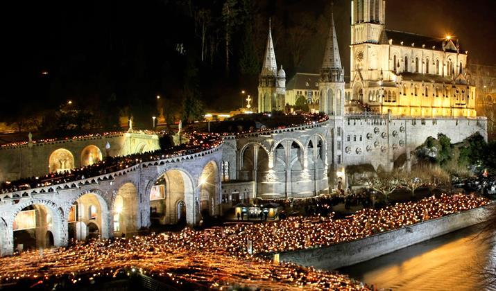 picturesque Lourdes, the birthplace of St Bernadette to whom Our Lady appeared in 1858 near the Grotto of Massabielle.