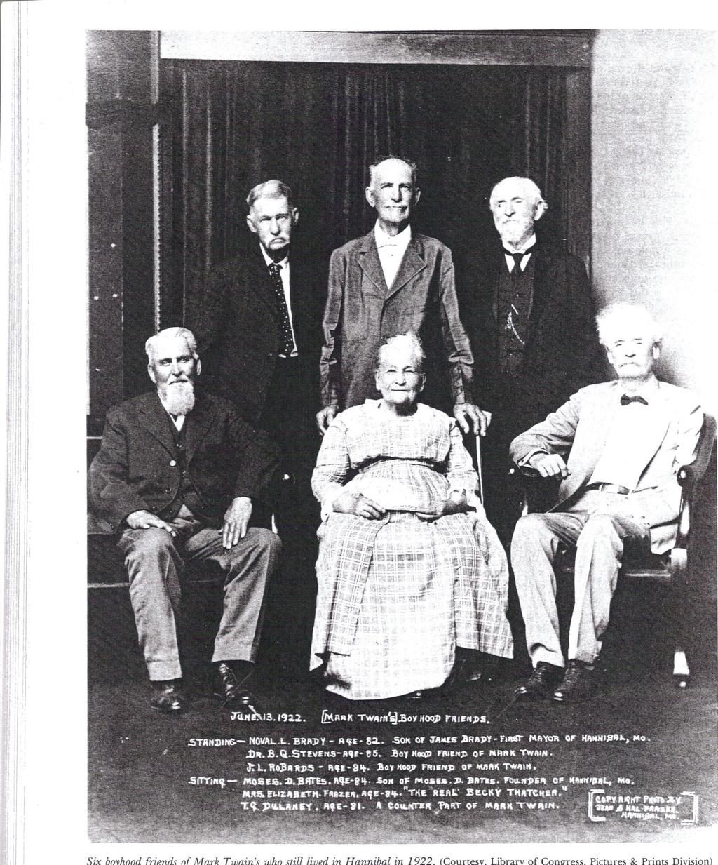 PAGE 8 V OLUME 48, N O. 2 Six boyhood friends of Mark Twain's who still lived in Hannibal in 1922, including Norval Brady.