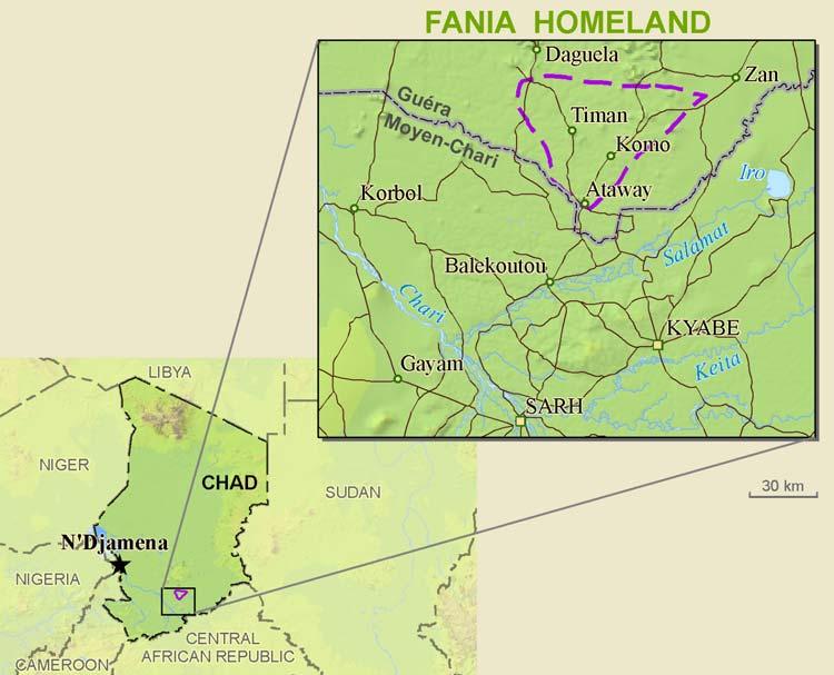 People and Language Detail Report Profile Year: 1993 Language Name: Fania ISO Language Code: fni The Fania of Chad Living in relative isolation on the savannah plains north of the wide Chari