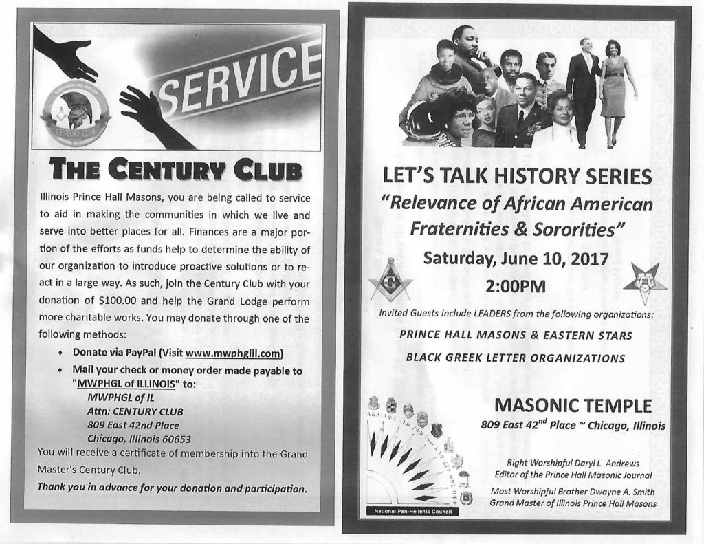 k:: 4644 it- 4 4-0 :' * -7 4 THE CENTURY CLUB Illinois Prince Hall Masons you are being called to service to aid in making the communities in which we live and serve into better places for all