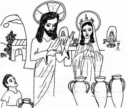 THE FIRST LUMINOUS MYSTERY The Blessed Mother at the Wedding of Cana After His return to Galilee with His first disciples, Jesus and His mother are invited to Cana, near Nazareth, to attend the
