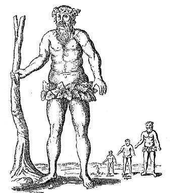 Figure 6-11. Giants, compared to a normal size human We can go on and on, and none of the above questions and comments are taken into consideration by the elite scientists of today.