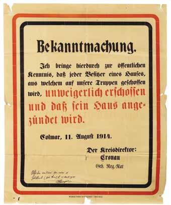 Profiles in History Historical Document Auction 63 223. WWI Bekanntmachung [warning notice] German broadside.