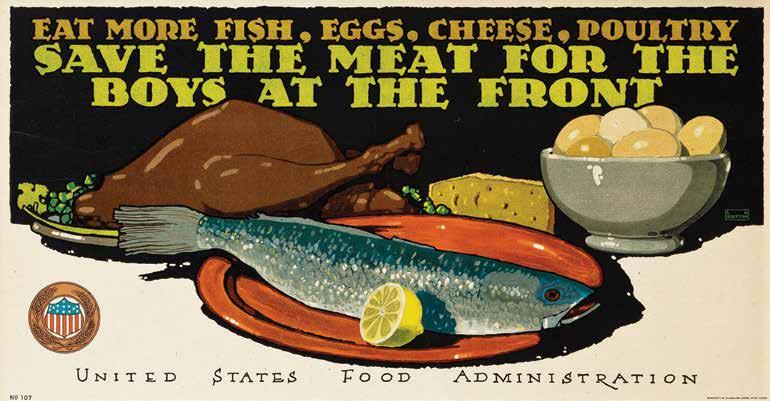 ), very good to fine. $300 - $500 285. WWI Save the Meat for the Boys at the Front food conservation trolley-card.