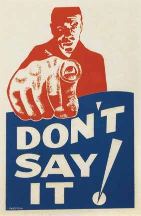 Profiles in History Historical Document Auction 63 334. WWII Don't Say It! careless talk poster.