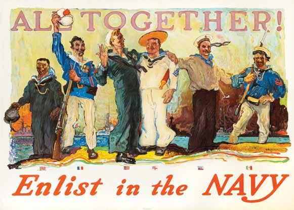 Profiles in History Historical Document Auction 63 372. WWI All Together! Enlist in the Navy recruitment poster. (1917) Naval Reserve sailor H.