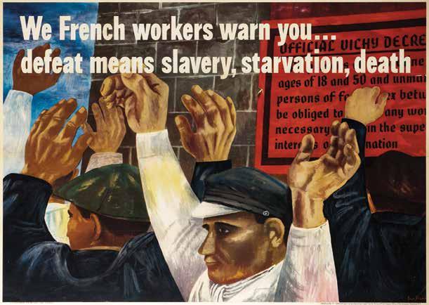 392. WWII Ben Shahn We French Workers Warn You... public awareness poster.