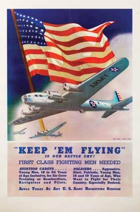 Profiles in History Historical Document Auction 63 400. WWII Keep Em Flying is Our Battle Cry Army Recruiting poster.