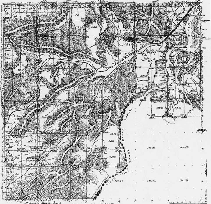 24 Westwater Lost and Found Frank Baxter s 1894 survey map showing Road to Salt Lake running diagonally from Rio Grande Western Railroad to bottom left of map. Survey and Township Map for T. 20 S., R.