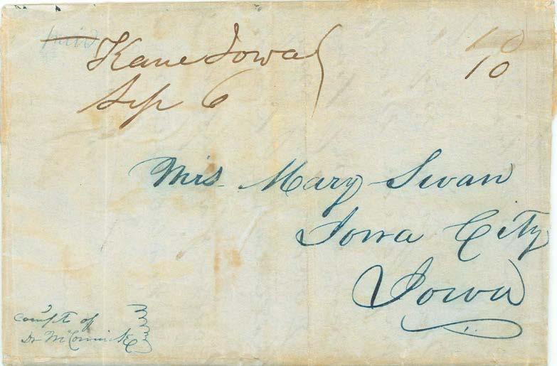 Postmarked July 16, 1849 in Salt Lake City - carried by Mormon courier Almon Babbitt to Kane Left July 27 and arrived September 3 -