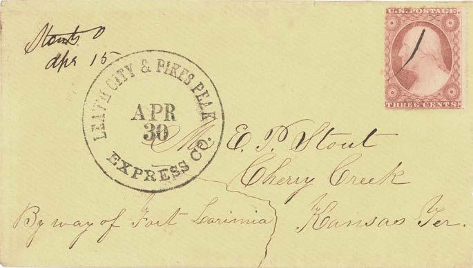 Colorado Pre-Contract Mail LPPE: April 1859 - June 1859 The Leavenworth City & Pike s Peak Express (LPPE) began operations from Leavenworth on April
