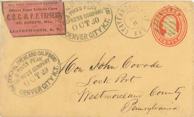 Colorado Pre-Contract Mail COCPPE: May 1860 - June 1861 The Central Overland California & Pike s Peak Express (COCPPE) absorbed the assets of the defunct LPPE in February 1860.
