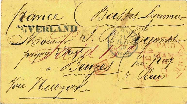 - 5d colonial postage paid per oval frank 15 US postage to Canada unpaid - postmarked in San Francisco on December 30 Posted in a California
