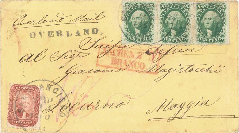 California Contract Mail Butterfield Contract: September 1858 - April 1861 San Francisco used the Type 2 dropped L OVERLAND handstamp in