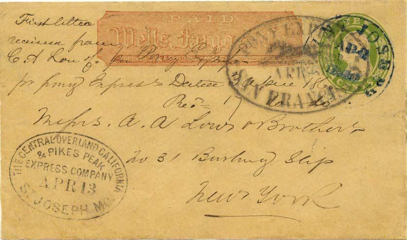 California Pre-Contract Mail Transcontinental Pony Express: April 1860 - August 1860 The COCPPE privately operated a weekly service between St Joseph and San Francisco during the first period of the