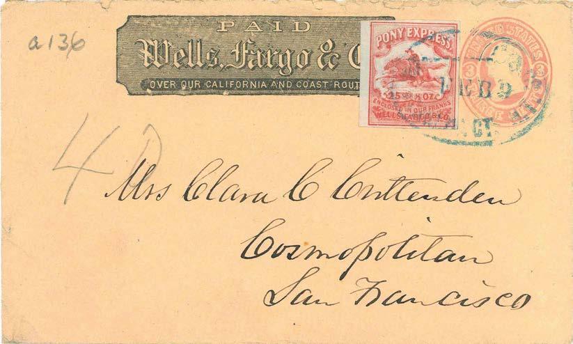 California Pre-Contract Mail Nevada Pony Express: March 1864 - March 1865 The Virginia City Pony Express 25 red stamp