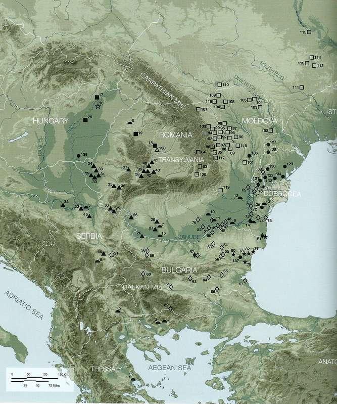 Map of Old Europe sites Area