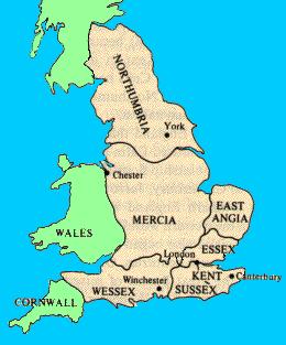 HEPTARCHY By the 7 th C., Anglo-Saxon England included 7-8 major kingdoms.