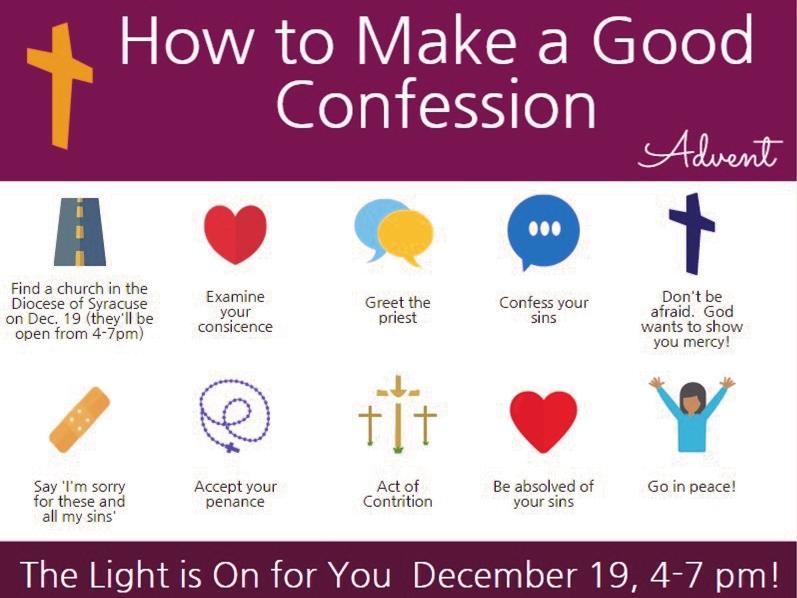Confession Times Every Saturday 12:30 December 14 & 15th 7PM A Brief Examination of Conscience Based on the Ten Commandments 1. I am the Lord your God: you shall not have strange Gods before me.