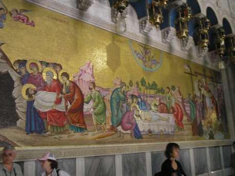 Stations of the Cross - Via Dolorosa -- Mural shows 10-13 Stations.