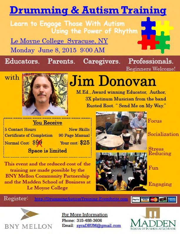 This training is coming to Le Moyne. Please help get the word out. This is a 5-hour class with Jim Donovan, who does a fantastic job as a trainer.
