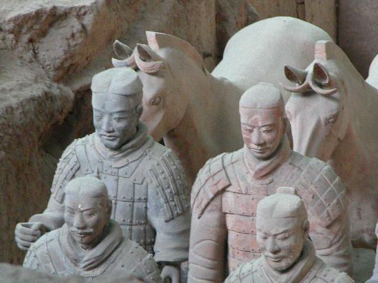 Q38 Ancient & Medieval China Emperor Qin was buried with a, designed to protect him in the afterlife.