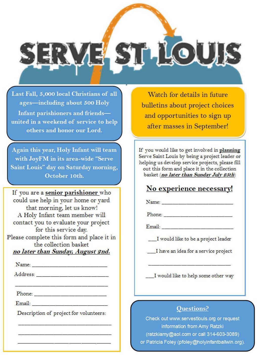 If you would like to get involved in planning Serve Saint
