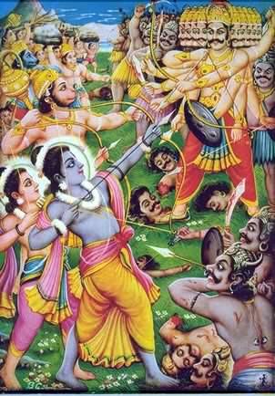 LORD RAMA KILLS RAVANA After a long battle Rama killed Ravana by shooting him in his navel