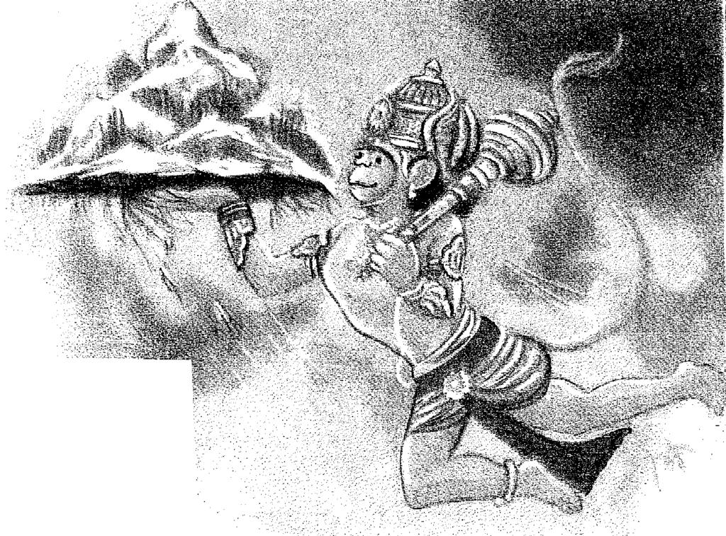 The enraged Kumbhakarna challenged Rama and a fierce battle was waged. Rama finally discharged a powerful weapon. Kumbhakarna fell dead. Hearing the news of his brother's death, Ravana swooned away.