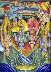 After Ravana's death, Vibhishana was duly crowned as king of Lanka. The message of Rama's victory was sent to Sita. Happily she came to Rama in a palanquin.