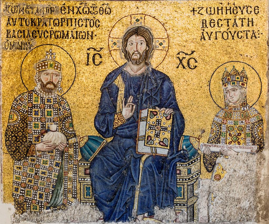 Middle Byzantine Art Christ between Constantine IX and Empress Zoe.