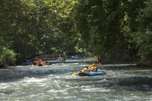 Summer rafting on the upper Jordan River is