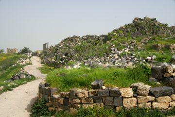 Archaeological remains of Gadara at the high