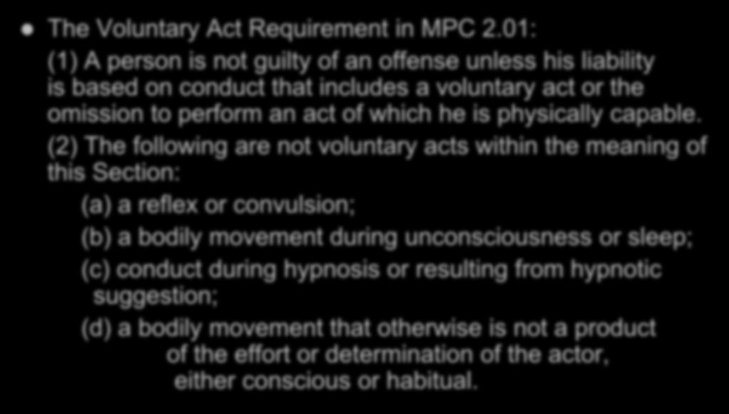 APPEAL TO LAW The Voluntary Act Requirement in MPC 2.