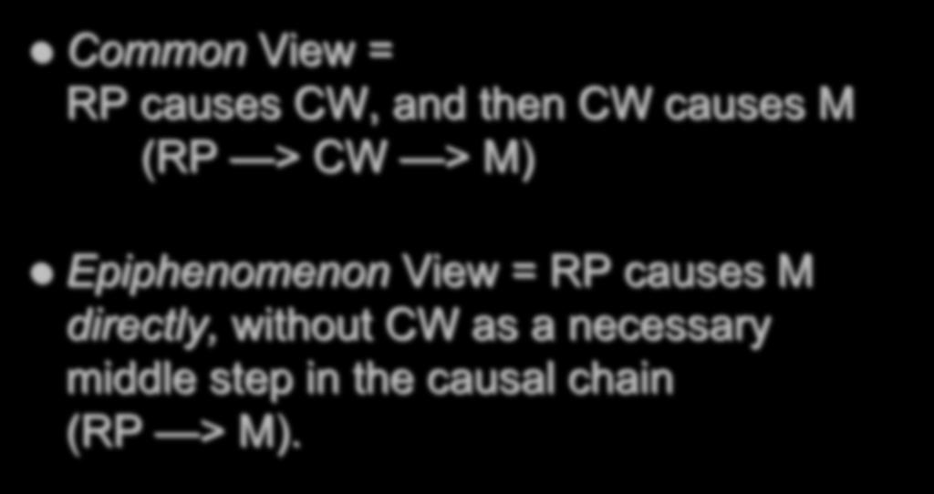 ALTERNATIVES Common View = RP causes CW, and