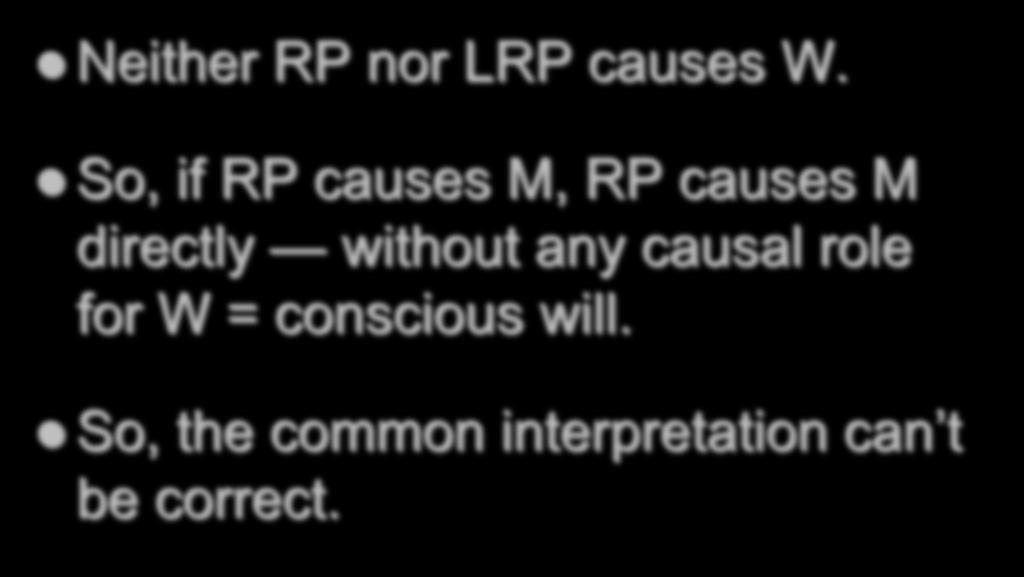 WHAT THE EVIDENCE SUGGESTS Neither RP nor LRP causes W.