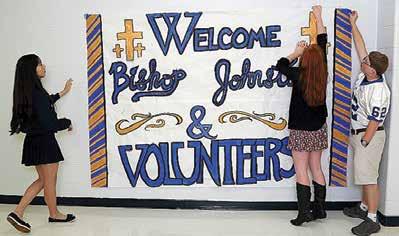 Peter the FOUNDER S DAY WEL- COME Students of McAuley Catholic High School prepped the halls for Founder s Day events honoring the roots of Catholic education in Joplin, MO.