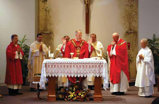 8 The Mirror October 31, 2014 DIOCESAN NEWS Gorgeous Ozarks sun brings gold to 50th celebration By Joyce Arnold Forsyth, MO Our Lady of the Ozarks Catholic Church, Forsyth, recently celebrated its