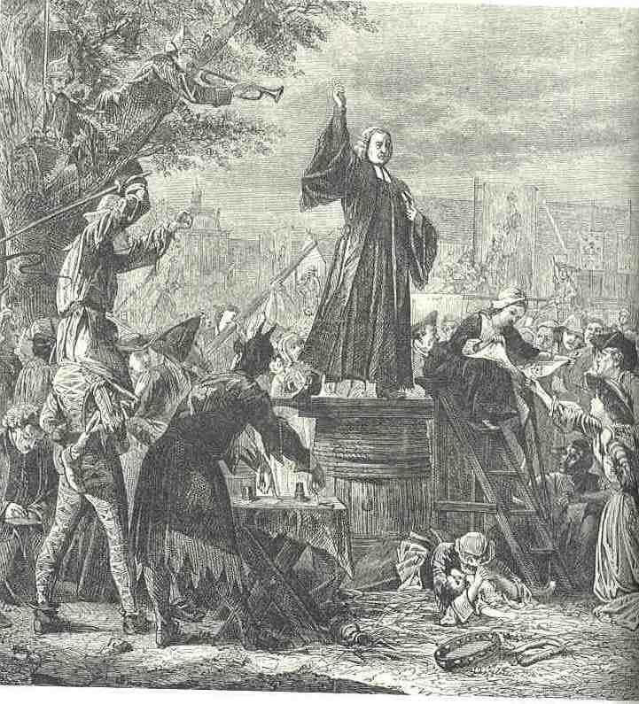 George Whitefield (1714-1770) fiery preaching and evangelist. son of a tavern keeper. attended Oxford on work/study program.