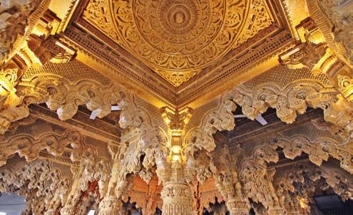 Intricately carved pillars and ceilings and view the profusely and intricately carved jagatipith (plinth) of the mandir.