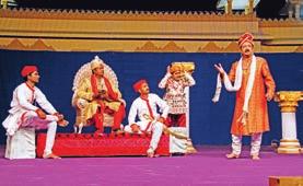 Youths present an inspiring drama on the life of Bhagatji Maharaj cultural programme was presented from the main celebration stage.