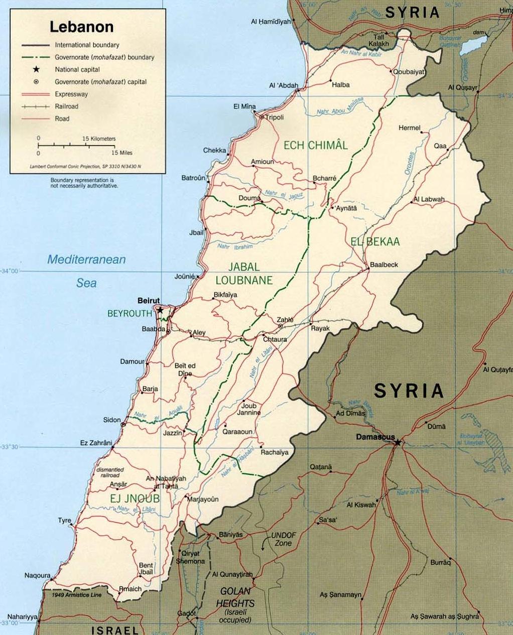 Munhofen Maps Political Map of Lebanon 1 1 Lebanon Maps, Perry-Castañeda Library: Map Collection