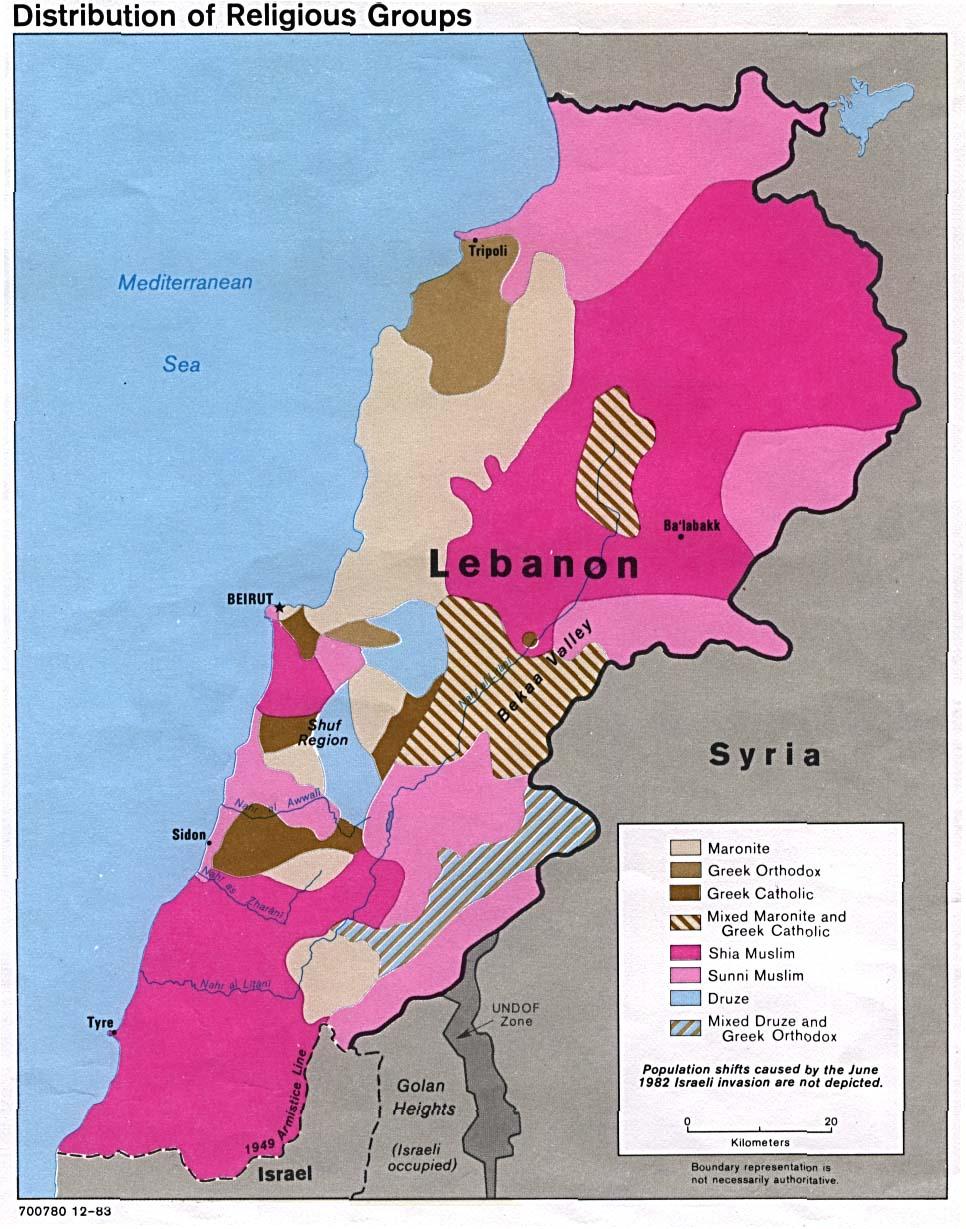 Munhofen 8 2 2 Lebanon Maps: Distribution of Religious Groups, Perry-Castañeda Library: Map Collection