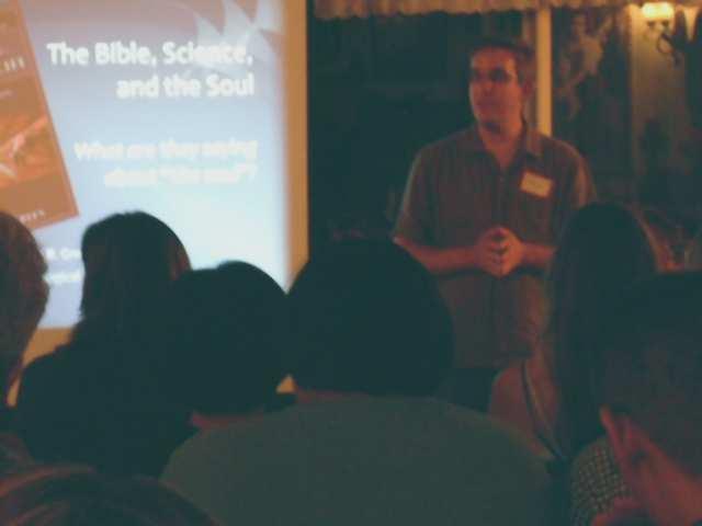 Tom Ferko and Steve Blake told the approximately forty guests about the ASA. After a short time of worship, Joel spoke on The Bible, Science, and the Soul: What are they Saying about the Soul?