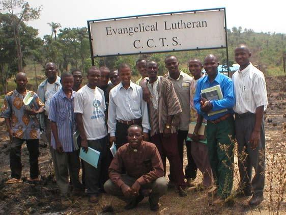 President Amos Bolay with Liberian seminary students In the midst of the 1990 Liberian civil war, many Liberians fled to neighboring countries as refugees.