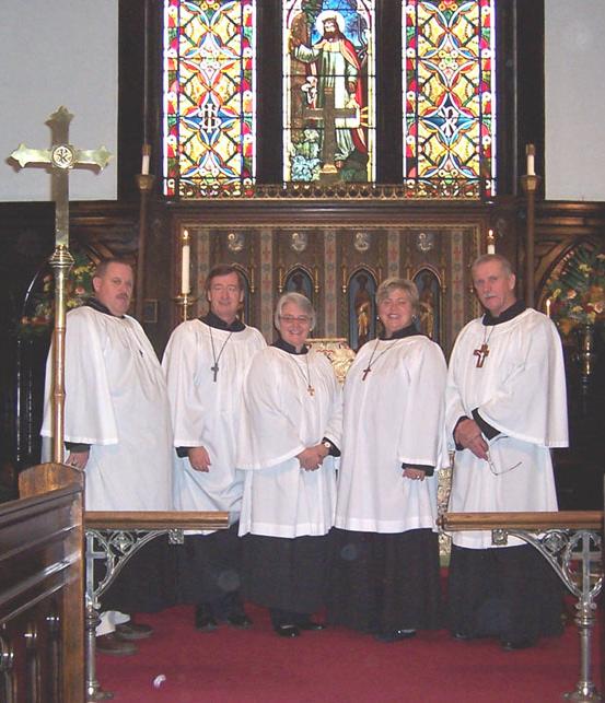 Licensed by the Diocese of Southern Ohio, they serve as chalice bearers, lay readers and visitors for home communion.
