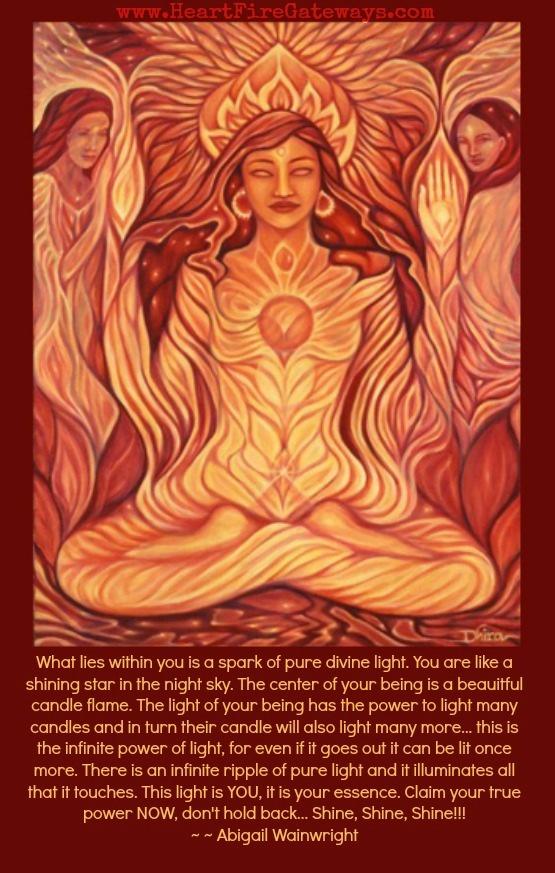 Then sit in peace, imagining your heart chakra open and expansive, focus on receiving as you imagine or simply know that the most appropriate Goddess light seeds are entering into your heart chakra