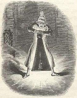 Ghost of Christmas Past The first spirit to visit Scrooge, a curiously childlike apparition with a glowing head.