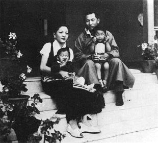 Young Family: Crown Princess with Wangchuk, Crown Prince holding Tenzing (Photo Credit: Nari K.