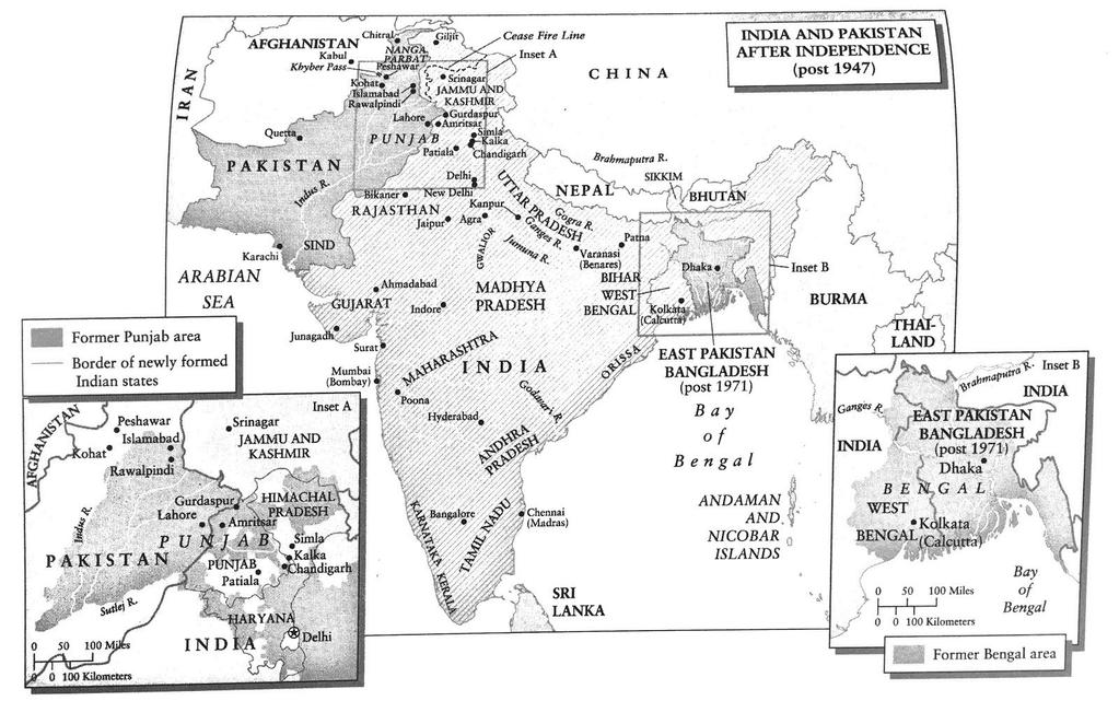 Appendix IV Pictured above is a map of India, East and West Pakistan after the Partition of India in 1947. In the map, the great distance separating East and West Pakistan is clear.